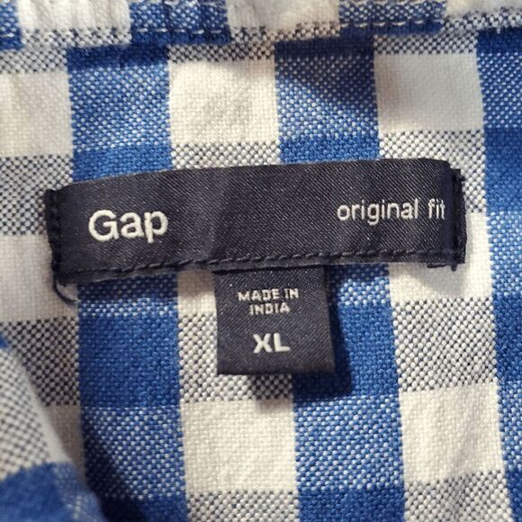 Gap Shirt Men XL Blue Check Casual Long Sleeve Original Fit Collared Button Down - Picture 2 of 11